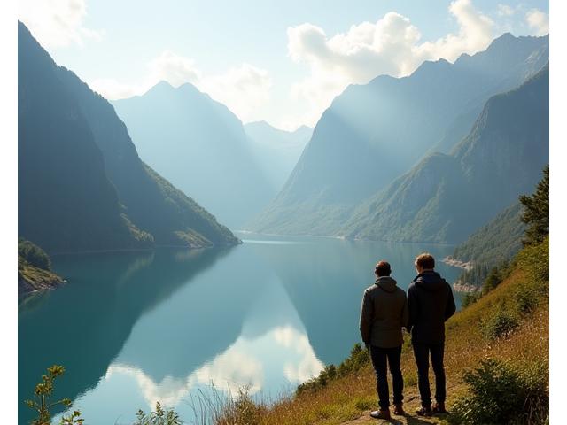 Team overlooking a stunning Swiss mountain lake